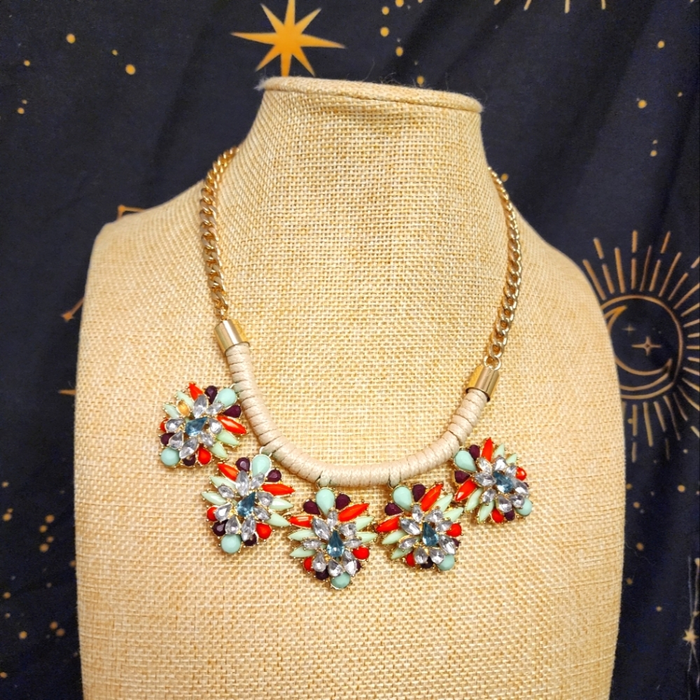 Treska Cord Multicolor Statement Necklace